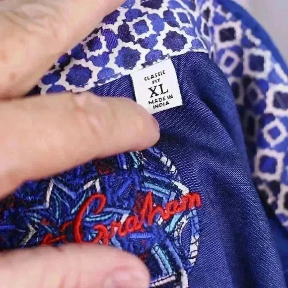 Robert Graham Button-Down Shirt Mens XL Abstract Geometric Pattern Flip Cuffs - Picture 15 of 16